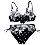 Floral Print Dot Plus Size Bikini Sets