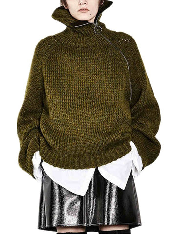 Absolutely Unique Zipper Design Turtleneck Sweater
