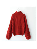 Hot Red Casual Long sleeved Sweater