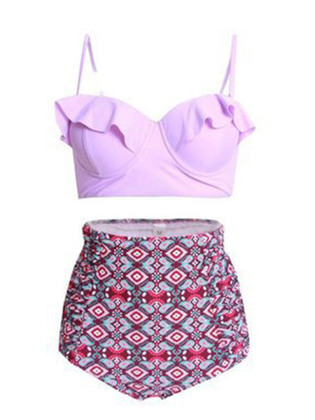 Lets Go Vintage High Waisted Bikini Sets Firevogue