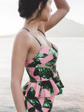 High waisted Leaf Print bikini sets - WealFeel