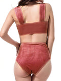 Pure Color Retro Two-piece Swimsuit