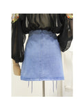 Lace-up Sides High-Waist Denim Skirt