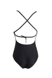 White/Black Hollow Front Circle One Piece Swimsuit - FIREVOGUE