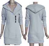 Button Detail and Longline Knit Hoodie - FIREVOGUE