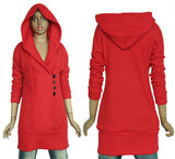 Button Detail and Longline Knit Hoodie - FIREVOGUE