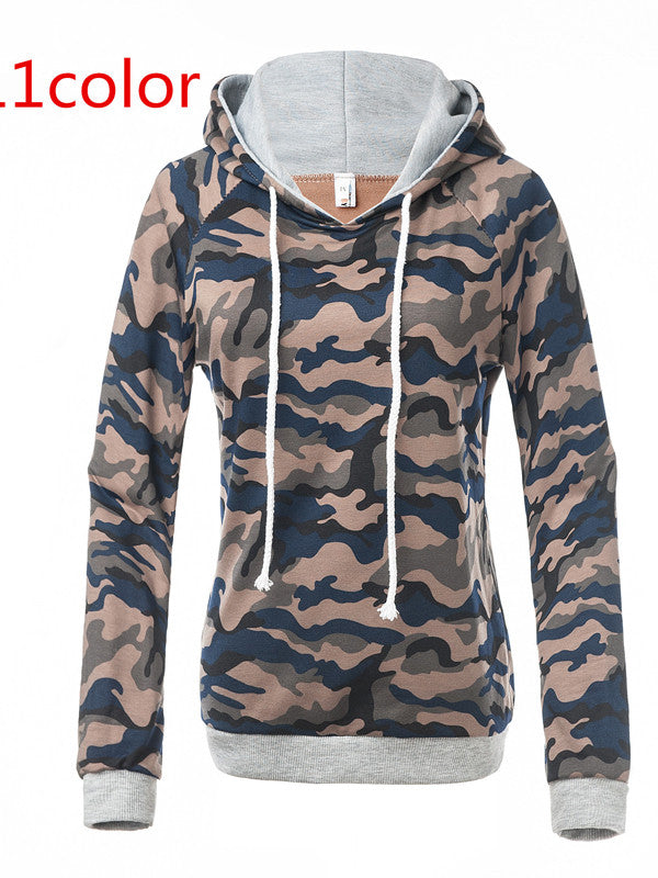 Camouflage Print Multicolored Hooded Sweatshirt FIREVOGUE — free download