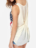 Women Sleeveless American Flag Print T-Shirt - WealFeel