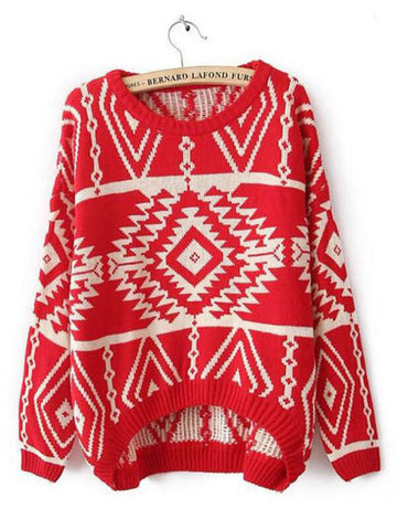 Retro Print Sweater - FIREVOGUE