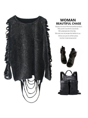 Punk Style Tassel Loose Top - FIREVOGUE