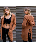 Women's Hooded Cardigan Sweater with Pockets