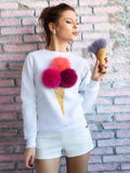 Multi Colored Fur Ice-cream Sweatshirt - FIREVOGUE