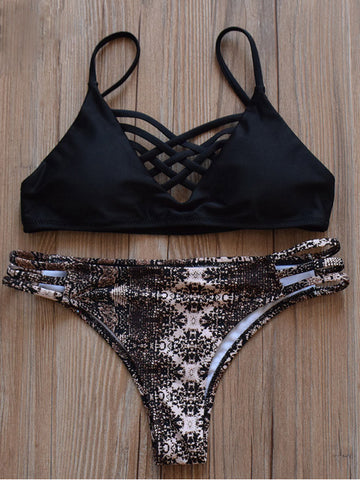 Black Leopard Push Up Bikini - WealFeel