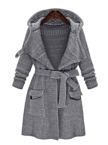 Open Front Knitted Trench Outerwear - FIREVOGUE