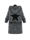 Star Power Open Front Hooded Sweater