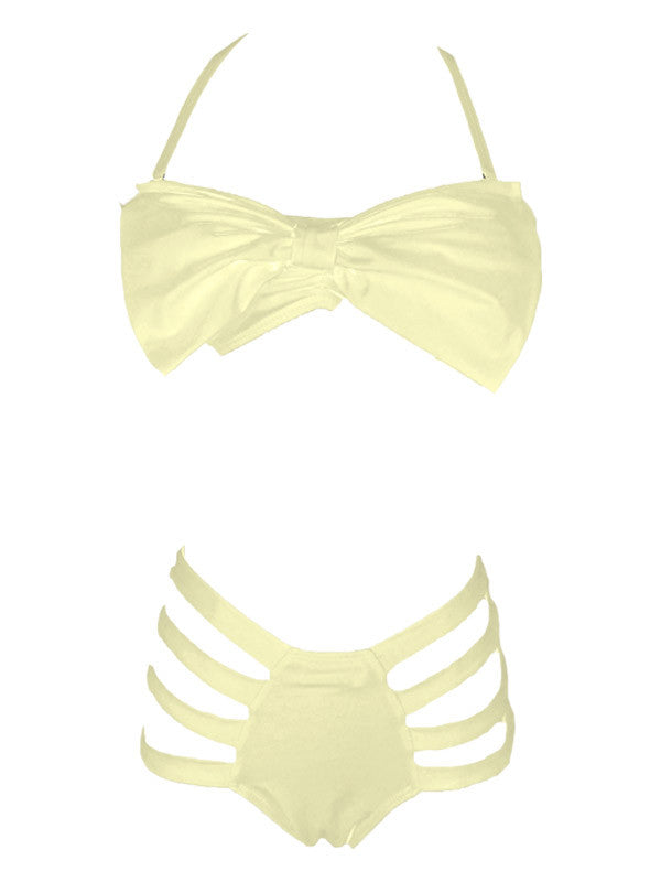 Dream of Summer Yellow Bowknot Bikini Sets - FIREVOGUE