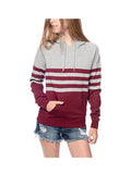 Red Striped Grey Hooded Sweatshirt