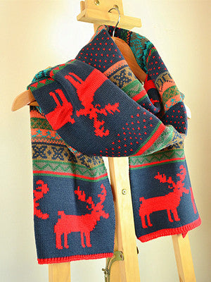 Christmas Deer Knitted Scarf - FIREVOGUE