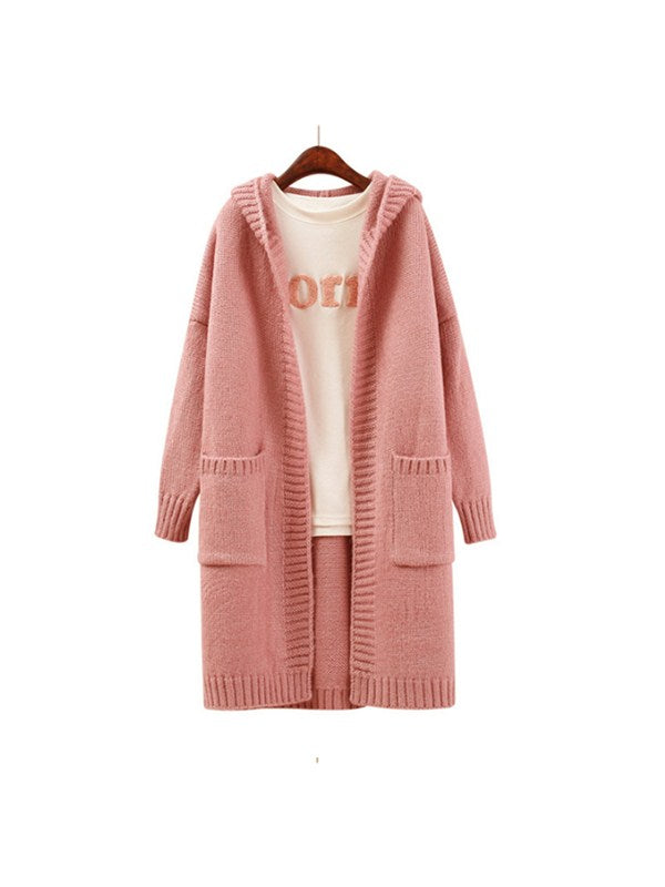 Pure And Simple Open Front Knitted Hoodie