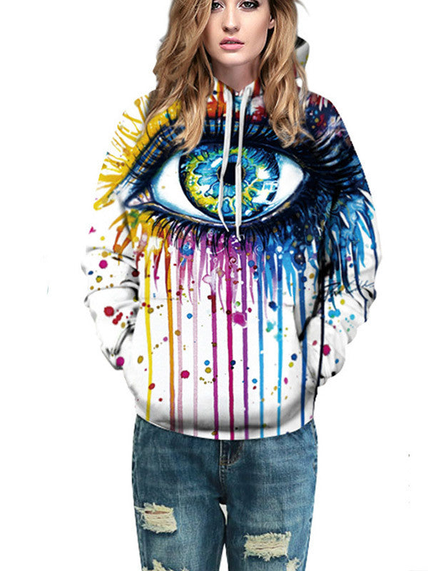 Multi-colored Big Eyes Hooded Sweatshirt - FIREVOGUE