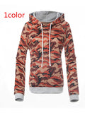 Camouflage Print Multi-colored Hooded Sweatshirt - FIREVOGUE