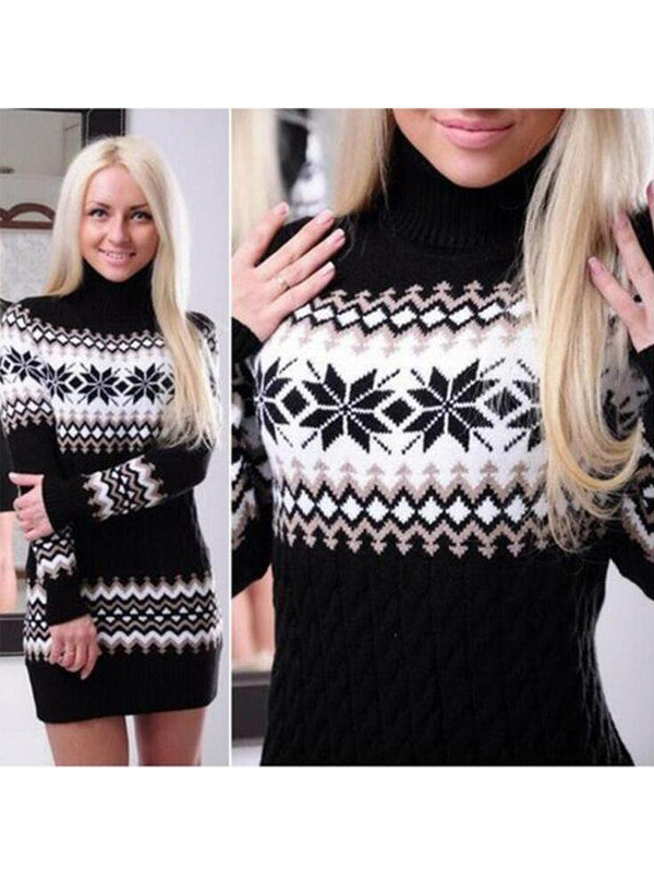 Christmas Snow Love Sweater Dress - FIREVOGUE