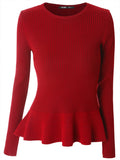 Solid Color Ruffle Knitted Top - FIREVOGUE