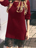 Solid Color Crochet Lace Dress - FIREVOGUE