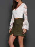 Faux Suede Lace-up Mini Skirt - FIREVOGUE