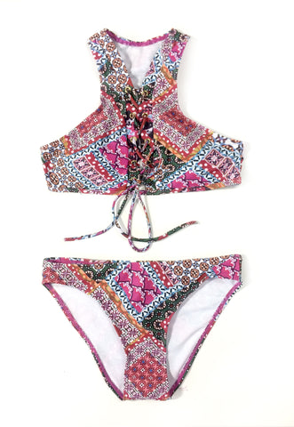 Boho Chic High-neck Tankini Bikini Sets - FIREVOGUE