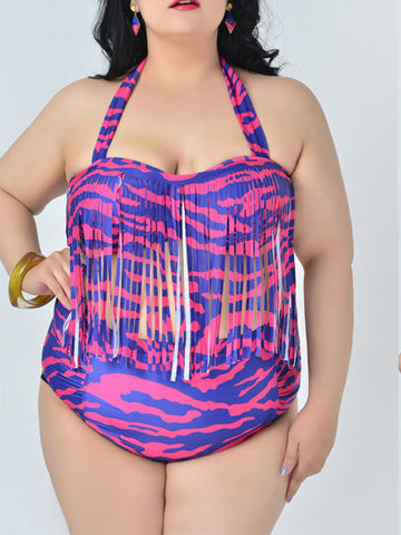 New Sexy Plus Size Tassel High Waisted Swimsuits - WealFeel