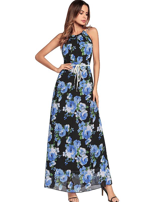 maxi dress sex Women Sex Halter Floral Maxi Dress – FIREVOGUE