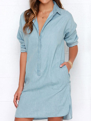 Summer Vibe Long Sleeved Denim Dress