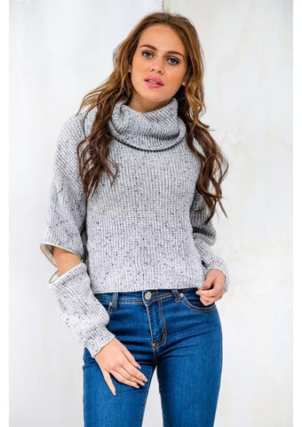 For the Neck of It Knit Sweater - FIREVOGUE