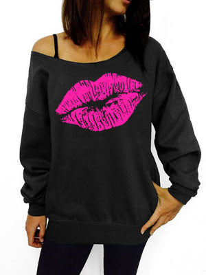 Red Lip Relaxed Sweatshirt - FIREVOGUE