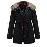 Womens Warm Long Coat Fur Collar Hooded Jacket