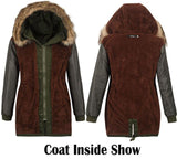 Womens Warm Long Coat Fur Collar Hooded Jacket