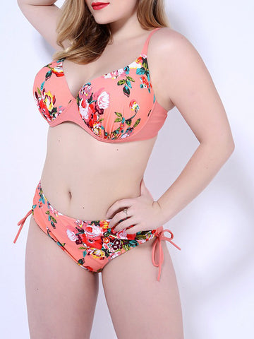 Plus Size Women Sexy Floral Bikini Set - WealFeel