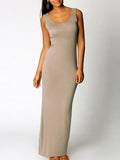 Solid Color Sleeveless Casual Maxi Dress - WealFeel