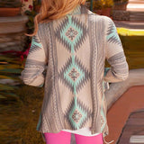 European and American Big Swing Asymmetrical Geometric Pattern Knit Cardigan Sweater - FIREVOGUE