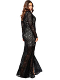 Plus Size Lace Long Evening Dress - FIREVOGUE
