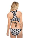 Black Printed Lace-up Bikini Sets - FIREVOGUE