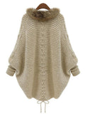 Nagymaros Collar Bat Sleeve Knit Sweater - FIREVOGUE