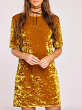 Solid Color Velvet Mini Dress - FIREVOGUE