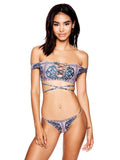 Off-the-shoulder Lace-up Bikini Sets - FIREVOGUE