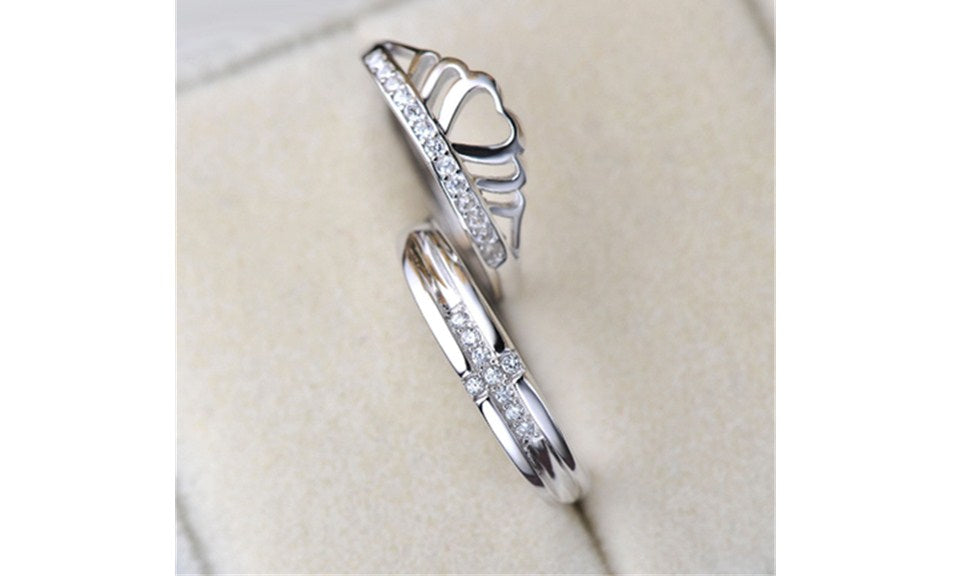 Adjustable Couple Rings for Lovers in Silver Stylish King Queen Design  Valentine | eBay