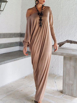 Oversize One Shoulder Maxi Dress in Jersey - FIREVOGUE