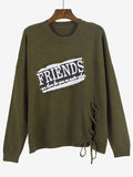 A Friend Indeed Lace-up Side Sweater