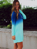 Blue Gradient Color Tee Dress - FIREVOGUE