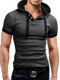 Men's Mixed Color Short Sleeve Hooded Shirt